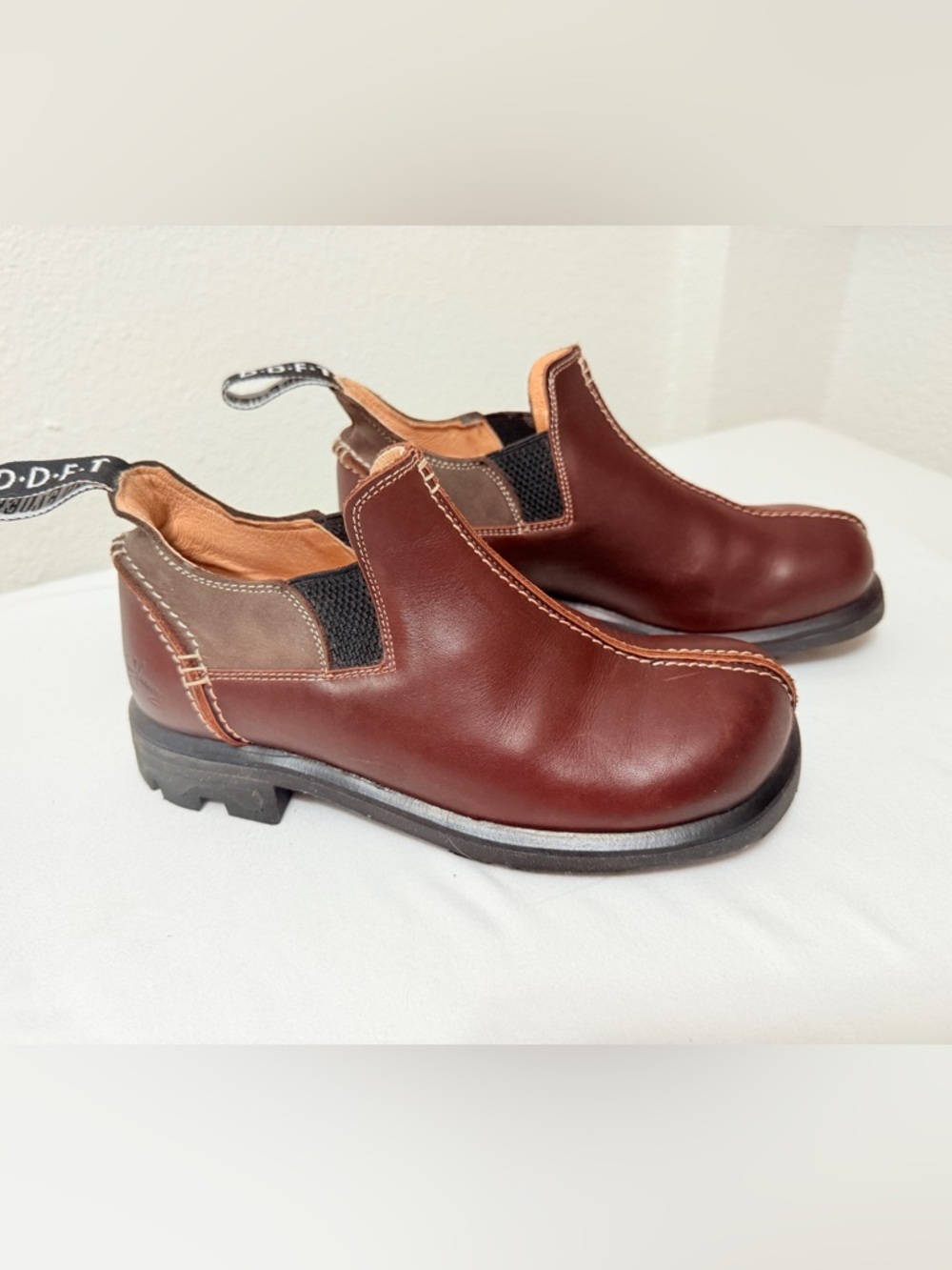 John Fluevog D.D.F.T Brown Leather Ankle Boots Chunky Lug Sole Rare Size 5,5